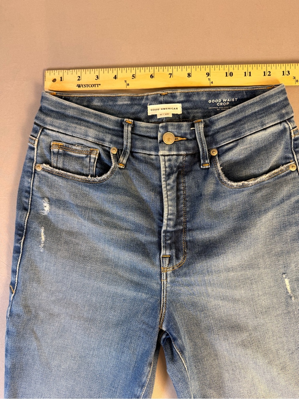 Good American Good Waist Crop Raw Hem High-Rise Skinny Women’s Jeans Size 6 - Picture 5 of 9